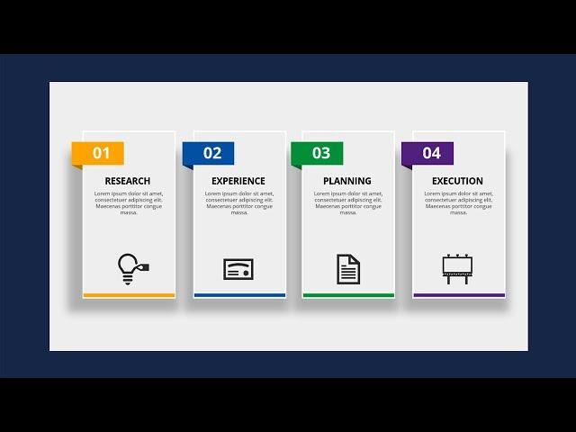 Create 4 Steps Rectangular Infographic Slide in PowerPoint