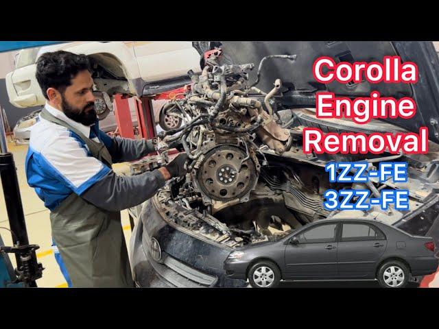 1ZZ-FE Engine Removal || Engine Want overhaul Of Toyota Corolla