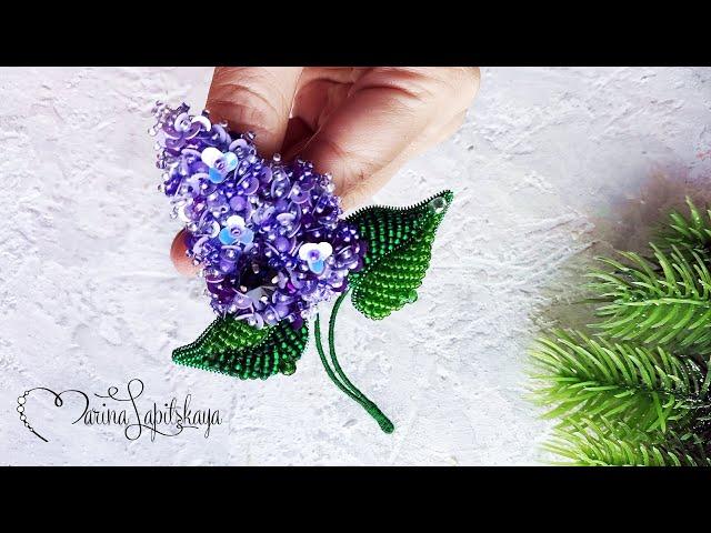  How to make a brooch "Lilac" from beads (tutorial)