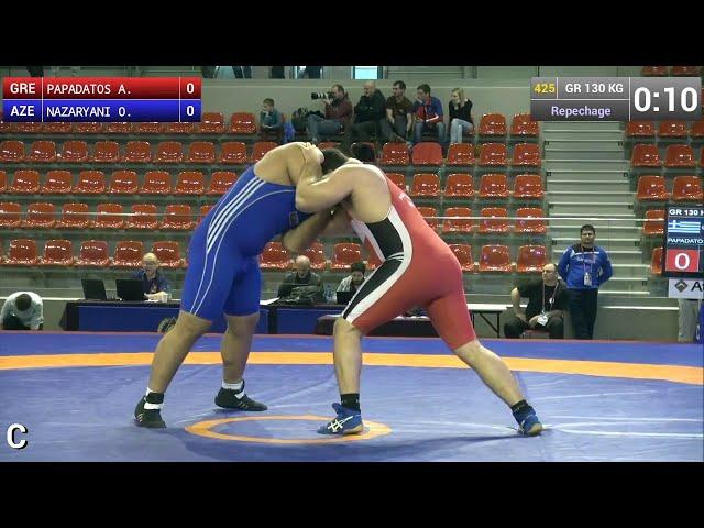 Repechage GR - 130 kg: Alexandros PAPADATOS (GRE) df. Oyan NAZARYANI (AZE), 4-3