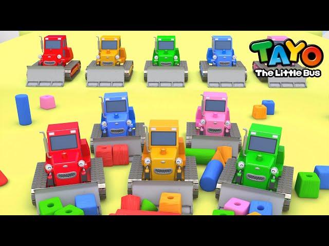 Learn Colors with Bulldozer | Heavy Vehicles | Block Song | Colors for Kids | Tayo the Little Bus