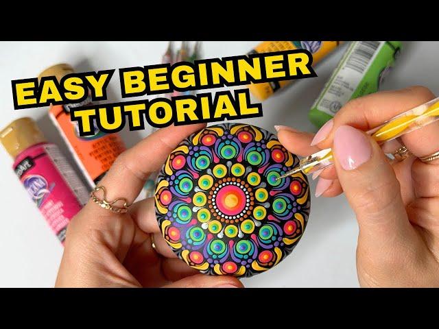 Easy 3" Rock Beginner Mandala Painting Tutorial | Dot Art Rock Painting | Thoughtful Dots