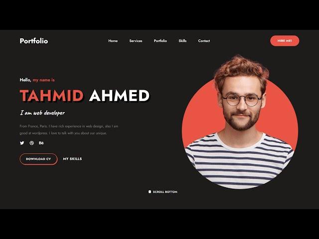 Responsive Personal Portfolio Website Using HTML And CSS | Step by Step