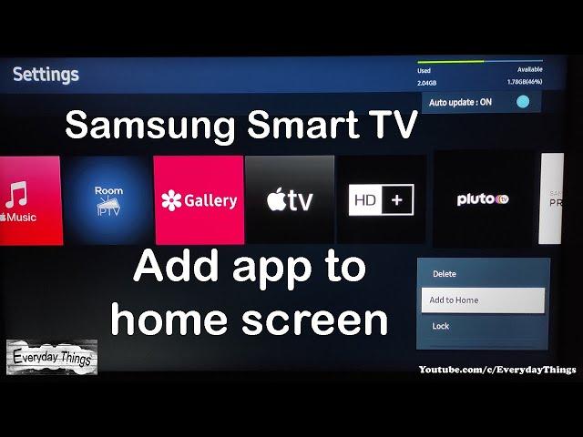 How do I add an app to my Samsung Smart TV home screen