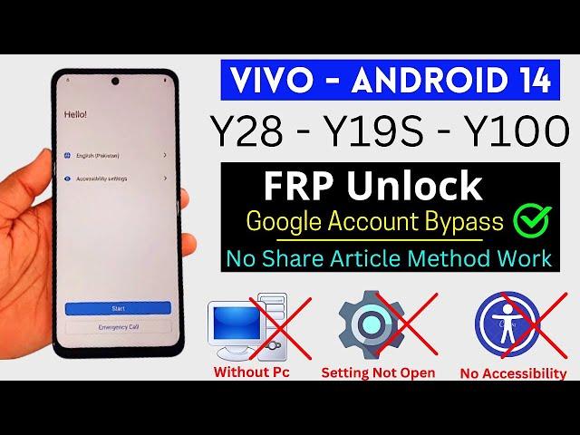 Vivo Y28 | Y19s | Y100 Frp Bypass Android 14 | Without Talkback | All Vivo Google Account Bypass