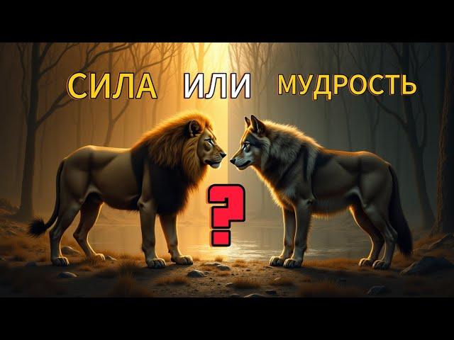 Притча о льве и волке: что сильнее — мощь или мудрость?