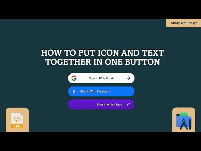 How to put icon and text together in one button | Android Studio