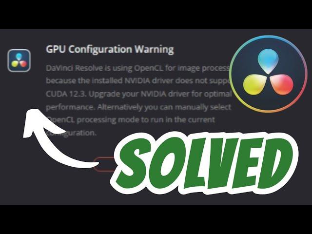 GPU Configuration Warning Davinci Resolve 19 SOLVED