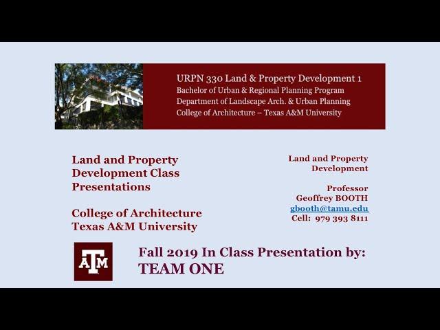 Team 1 in-class presentation URPN 330 Fall 2019.