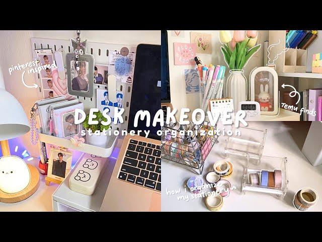 desk makeover ‧₊˚️ how i organize my stationery + shopee & temu finds | pinterest inspired 