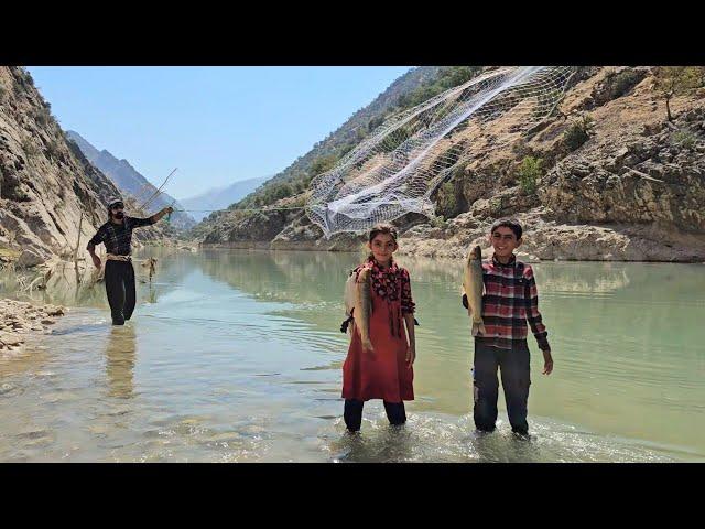 "Vali's fishing trip by the river with Ehsan and Fereshteh."