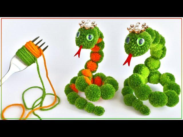  ЗМЕЯ - символ 2025 ️ Из пряжи без вязания/PomPom Snake DIY