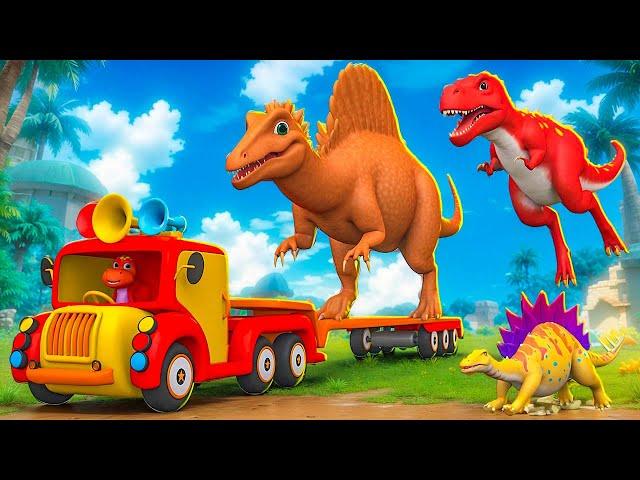 Giant Mud Spinosauru Transport Mission! T-Rex & Jurassic Dinosaurs Adventure!