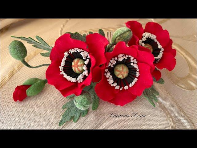 Red poppies on the crest of foamiran/ Красные маки на гребне из фоамирана