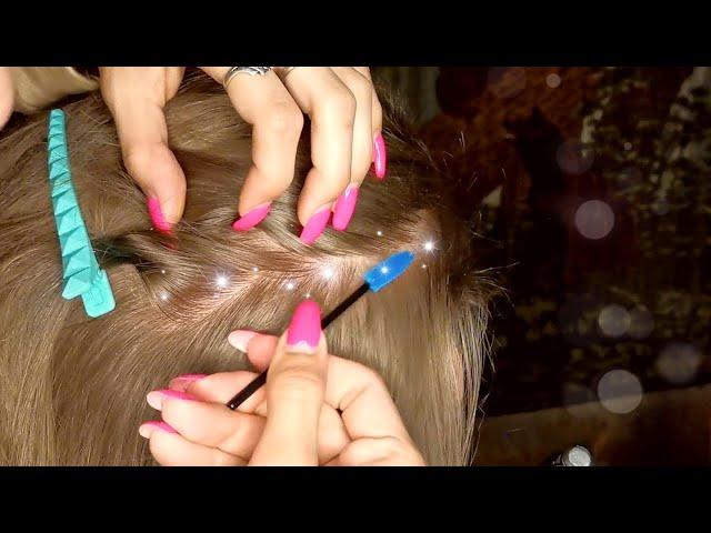 ASMR Trichologist | Examination of the scalp, sorting and combing hair, head massage | Quiet whisper