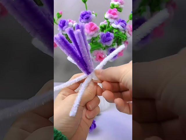 Beautiful and simple glitter pipe cleaners rose flowers bouquet tutorial | how to make rose flower