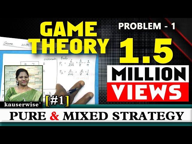 Game theory #1||Pure & Mixed Strategy||in Operations research||Solved problem||By:- Kauserwise