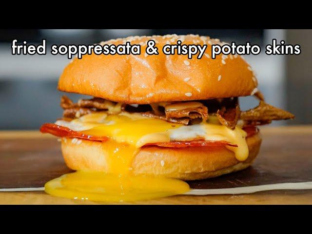 Crispy Potato and Salami Breakfast Sandwich