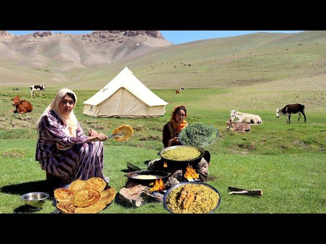 Harvesting Wild Vegetable from Highest Mountain of Afghanistan| Shepherd Mother Cooking Village Food