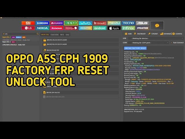 OPPO A5S CPH 1909 FACTORY RESET + FRP RESET BY UNLOCK TOOL.