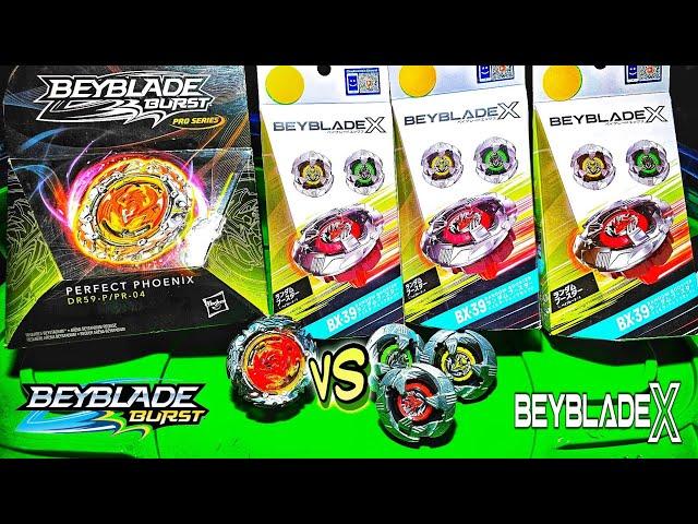 BEYBLADE X vs. BEYBLADE BURST - Shelter Drake Random Booster Set vs. Perfect Phoenix (Pro Series)