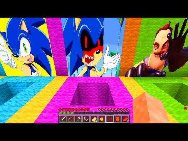 ВЫБЕРИ ПРАВИЛЬНУЮ ЯМУ ПОРТАЛ СОНИК EXE ПРИВЕТ СОСЕД VS SONIC X ЛОВУШКИ ИСПЫТАНИЯ МАЙНКРАФТ