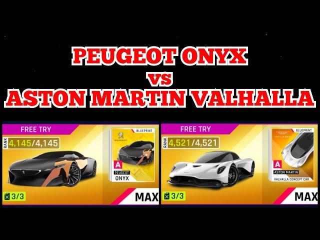 PEUGEOT ONYX vs ASTON MARTIN VALHALLA | GOLD MAX Comparison | Asphalt 9: Legends TouchDrive