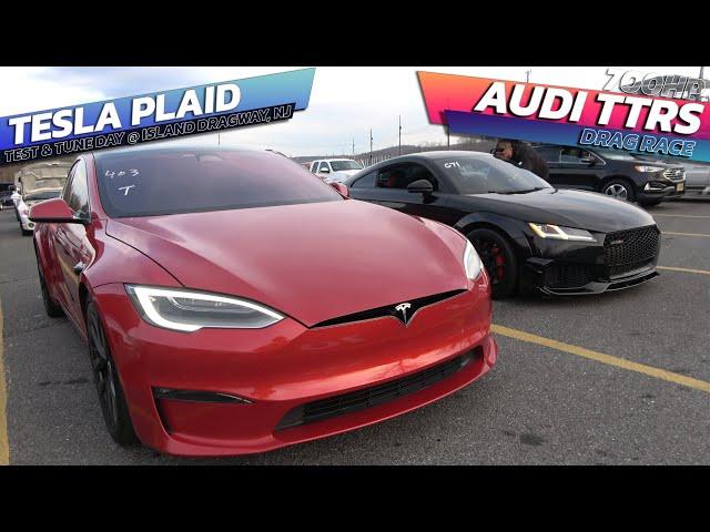 TESLA PLAID vs AUDI TTRS Drag Race @ Island dragway