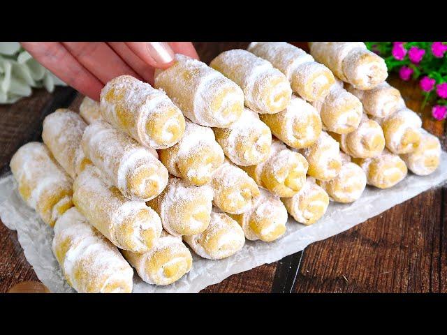 Nut rolls in 10 minutes! A simple and delicious cookie recipe! Baking for tea!