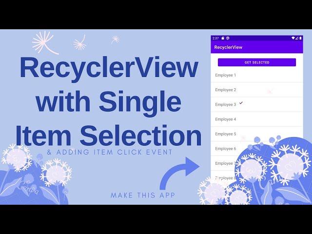 Single Item Selection in RecyclerView - Android RecyclerView Tutorial