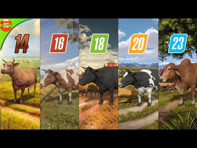 FS14 vs FS16 vs FS18 vs FS20 vs FS23 | Evolution of Cows