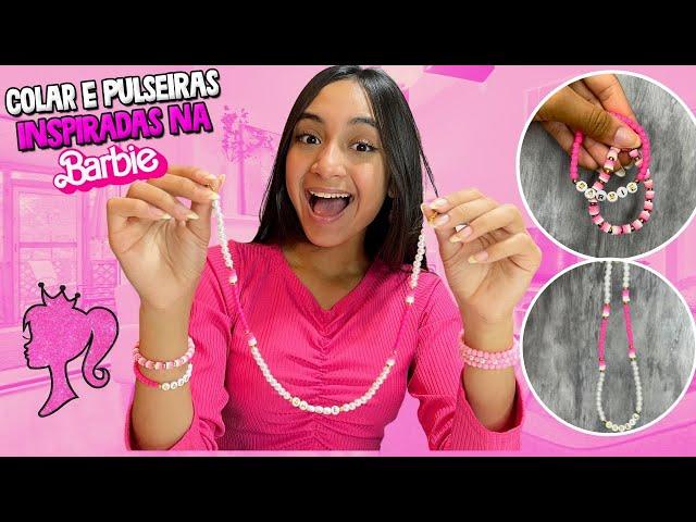 FAZENDO KIT DE COLAR E PULSEIRAS DA BARBIE | O MUNDO DE LARISSA