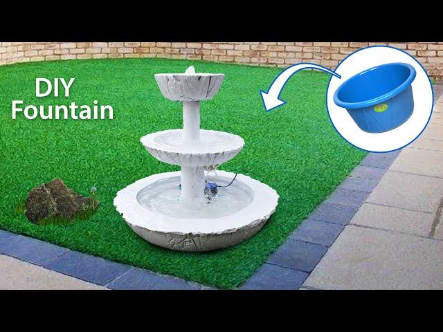 DIY Awesome Waterfall Fountain zu Hause mit Zement und anderen Haushaltsgegenständen