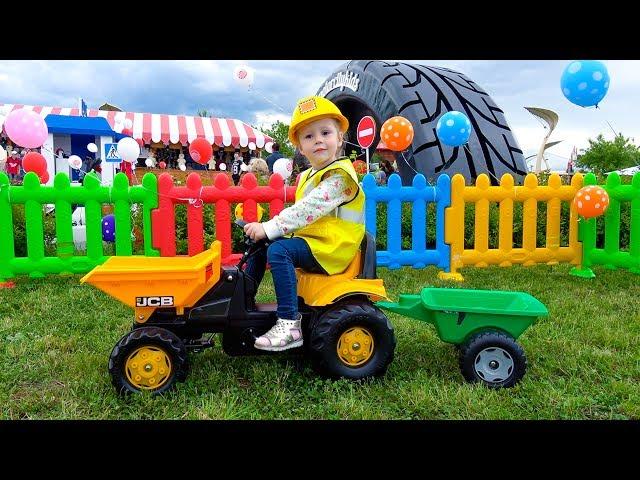 Nastya playing on the lego outdoor playground for kids