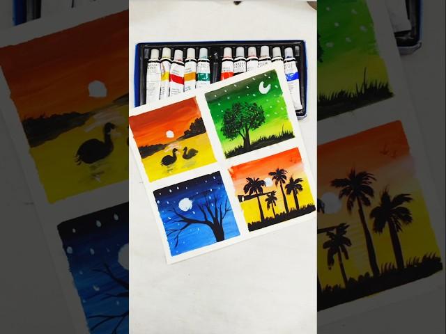 4 Beautiful scenery drawing #satisfing #shorts #watercolors