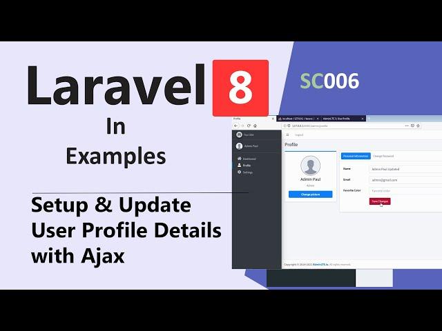 SC006 - Setup and Update User profile Details In Laravel 8 with Ajax