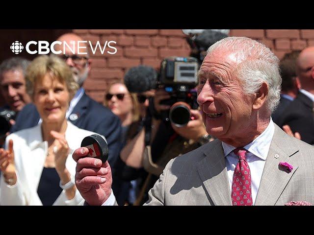 King Charles drops puck at street hockey game as he mingles with Canadians