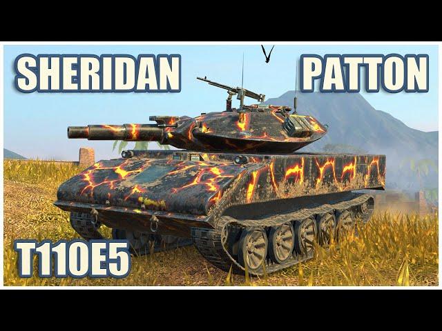 XM551 Sheridan, M48 Patton & T110E5 • WoT Blitz Gameplay