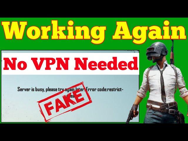 PUBG Mobile Still Working | PUBG Server Busy Restricted Area Error Fixed | Play PUBG Without VPN