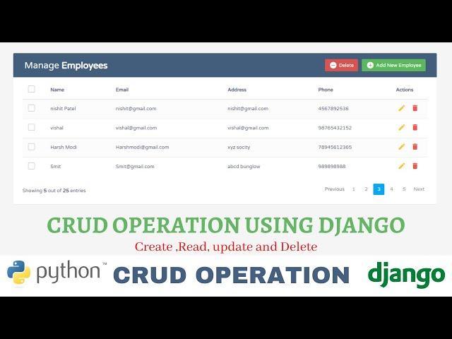 Django Crud Operations | Django Model Create ,Read ,Update and Delete | Django Tutorial | Hindi