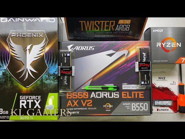 AMD Ryzen 7 5700X GIGABYTE B550 AORUS ELITE AX V2 GAINWARD RTX3070Ti MASTERBOX K501L