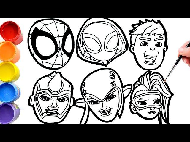 How To Draw Marvel's Spidey and His Amazing Friends and villains faces | DISNEY