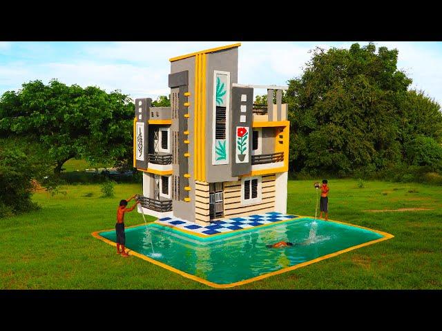 [Full Video] Building Creative A Modern 3-Story Mud Villa House With Swimming Pool By Ancient Skills