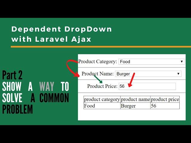 Dependent Dropdown Laravel Ajax  | Part 2  -show a way to solve the common problem