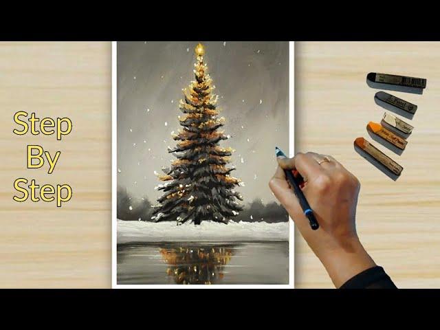 ️ How To Draw GLOWING Tree With Soft Pastel ️