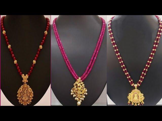 Gold ruby and emerald beads necklace design/ruby drop necklace and pendent collection 