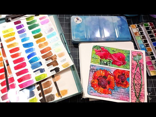 48 Meiliang Watercolors, 100% Cotton Paper in a travel Layered Clipboard!