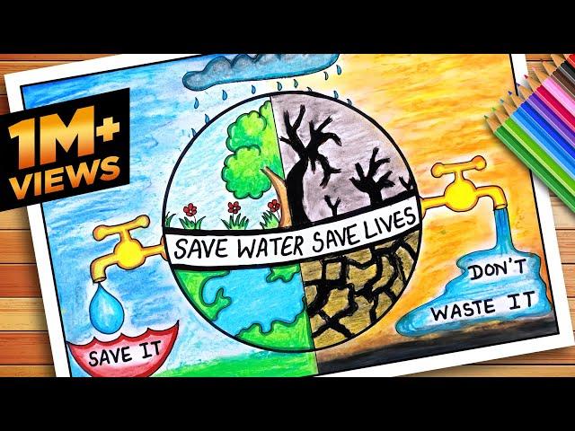 World Water Day Drawing | World Water Day Poster | Save Water Save Life Poster | Save Water Drawing