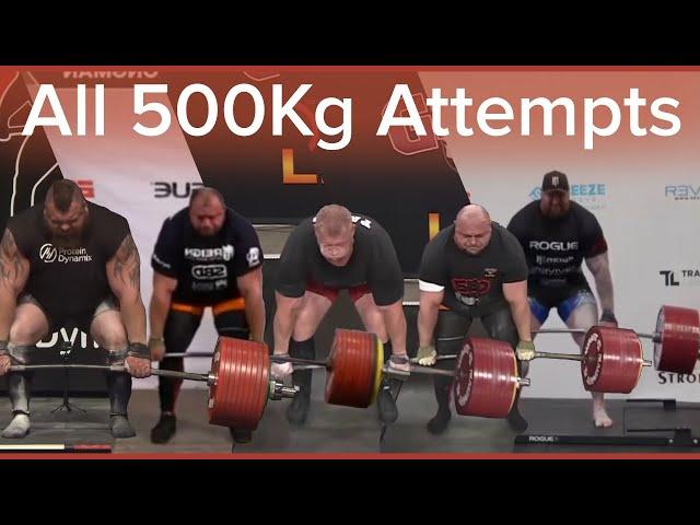 All 500kg Deadlift Attempts