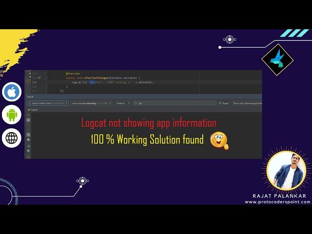 Android studio logcat not working / showing | 100% working solution found